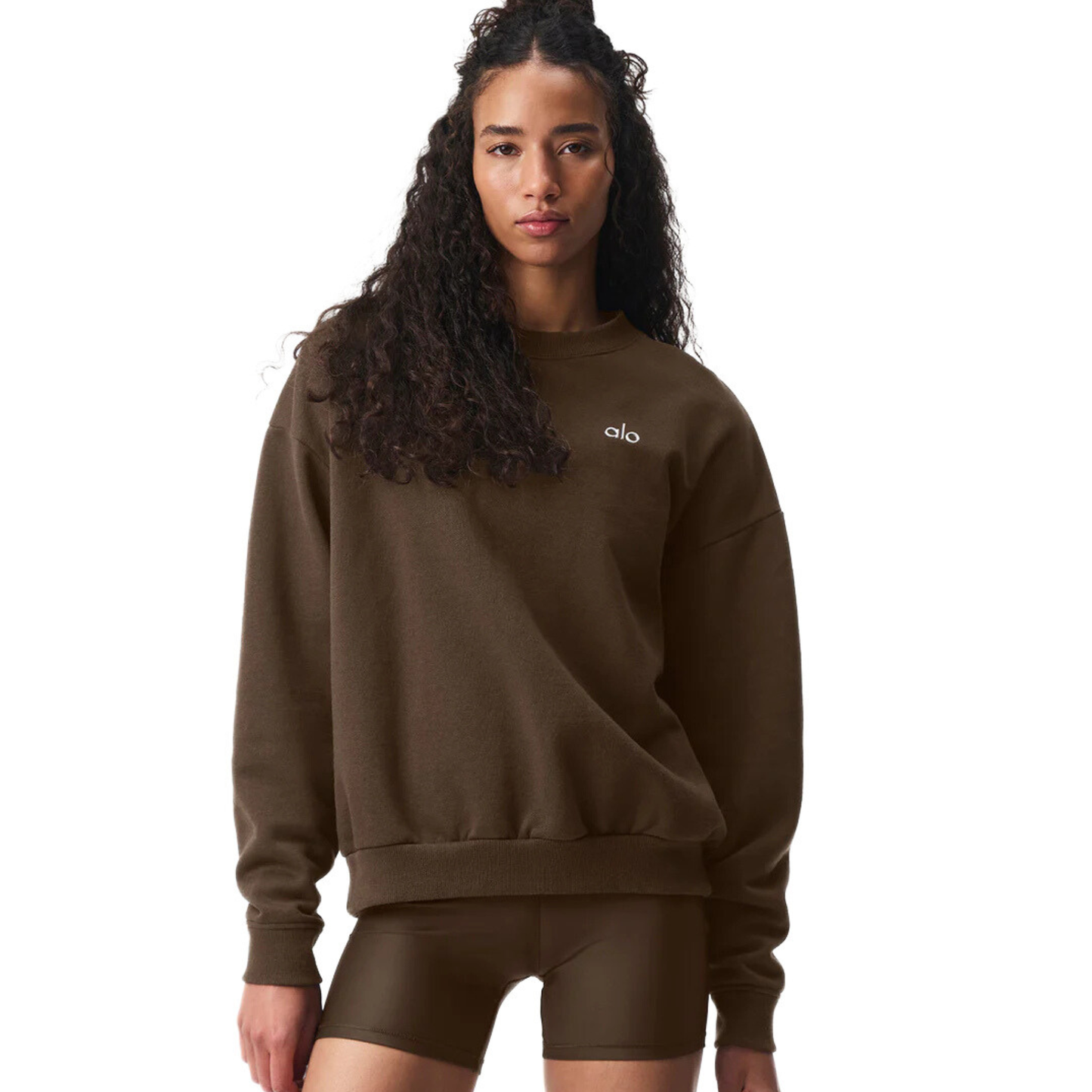 Alo Accolade Crew Neck Pullover Espresso