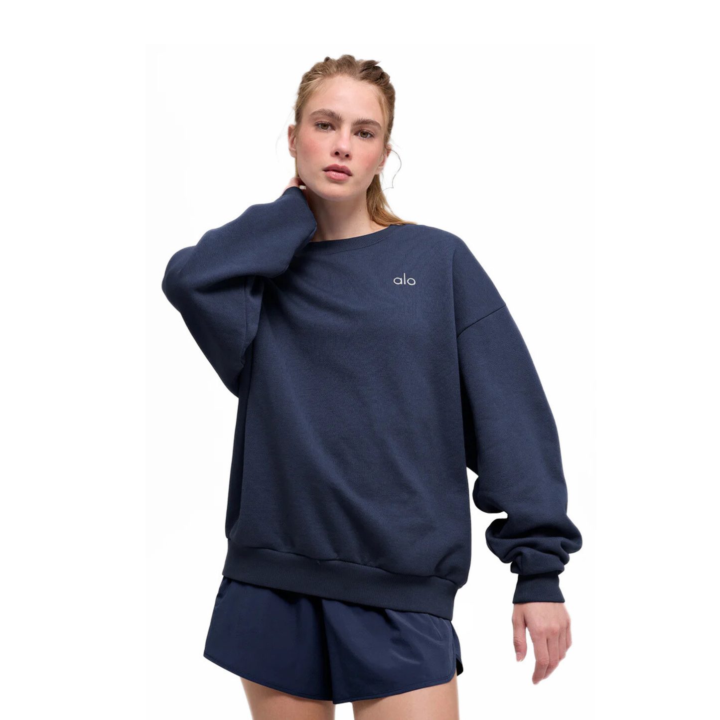 Alo Accolade Crew Neck Pullover Navy