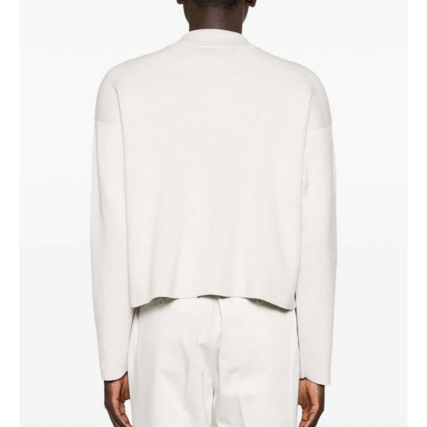 AMI Paris Heart Logo Knitted Polo Sweater (Off-White)