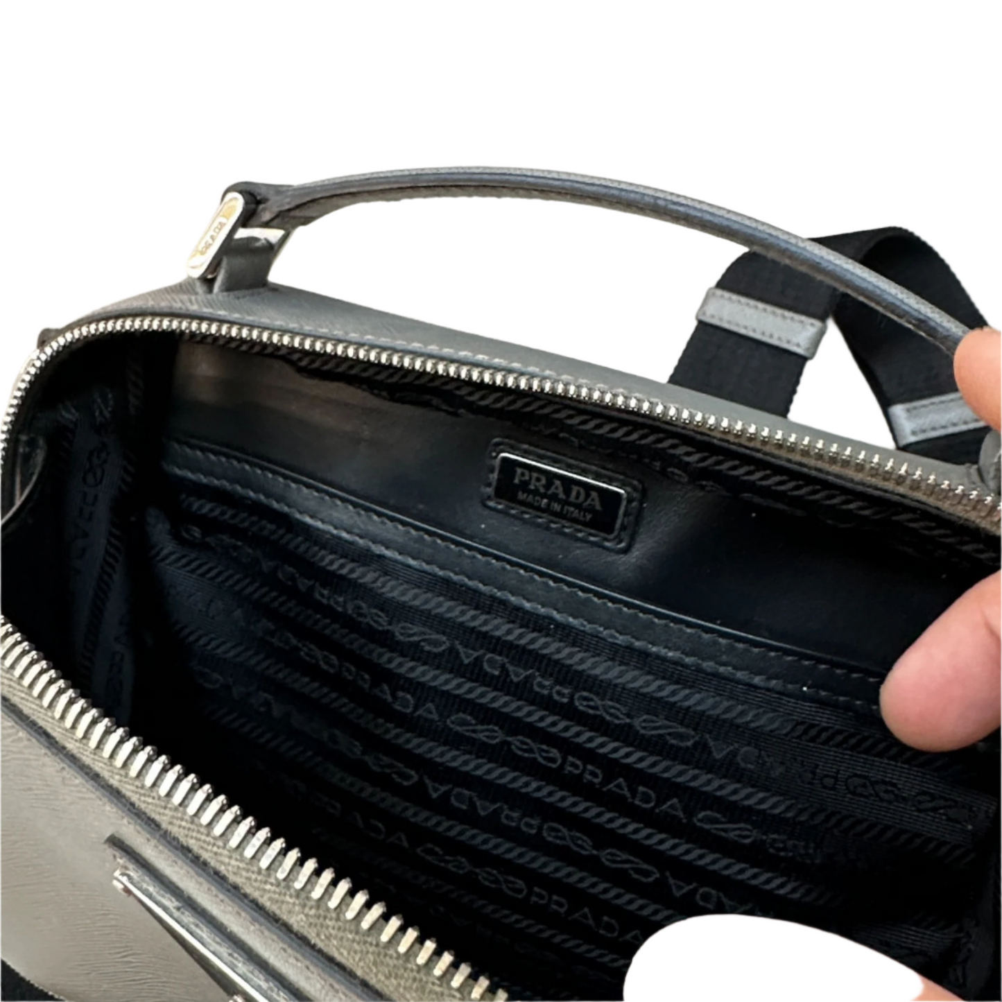 Prada Saffiano Leather Crossbody Bag β Grey