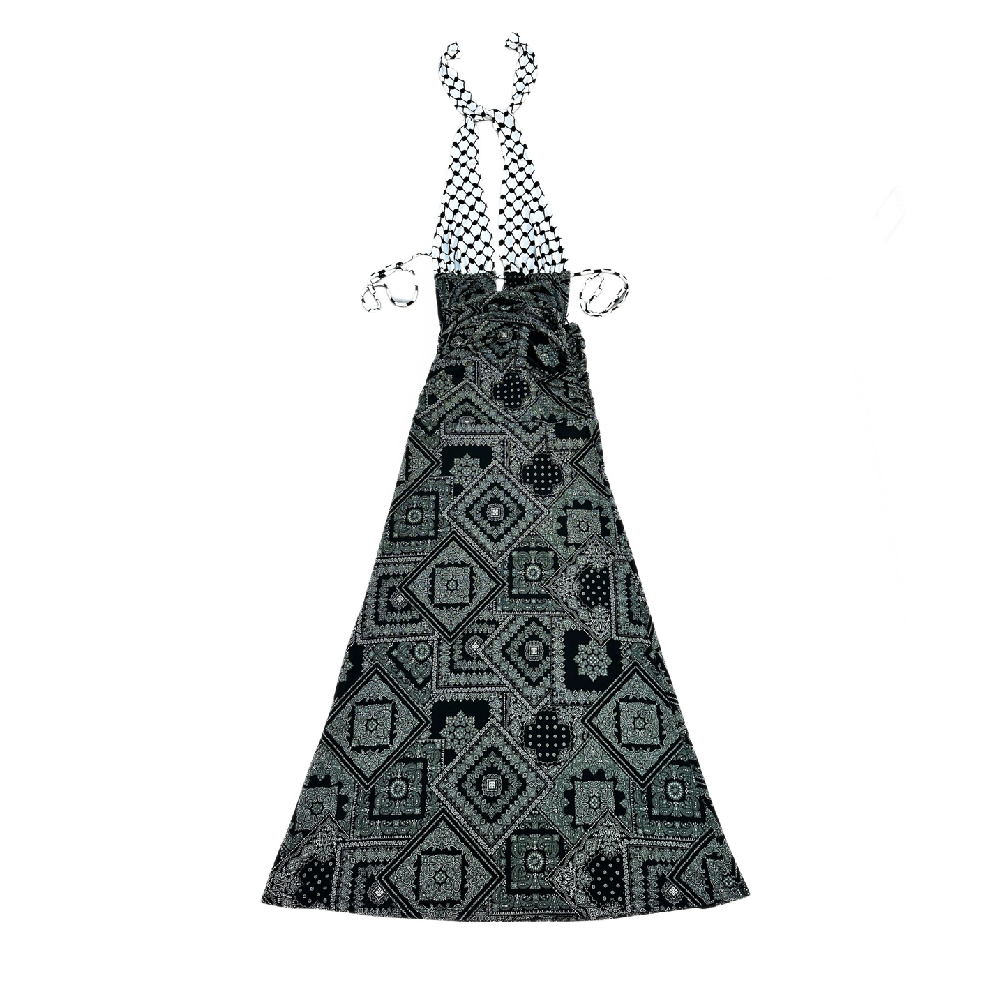 WhoHurtYou Keffiyeh Maxi Dress Pattern Black
