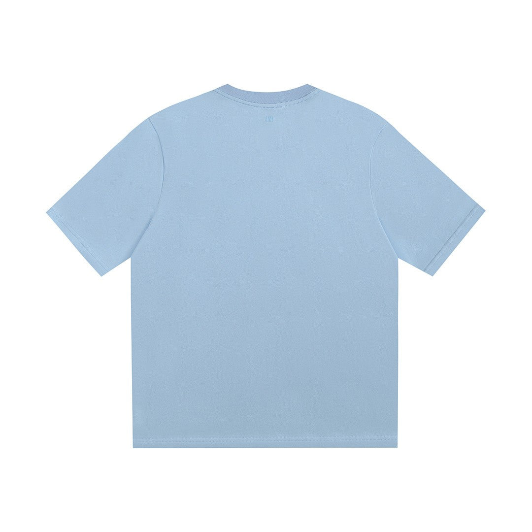 AMI Paris de Coeur logo-embroidered T-shirt Baby Blue