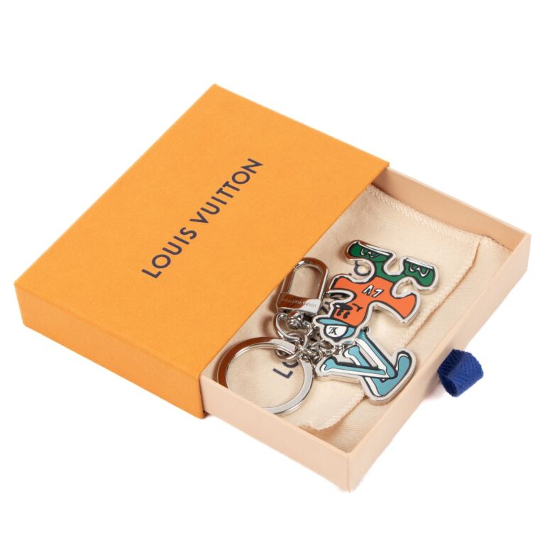 Louis Vuitton puzzle friend charm Blue Orange Silver hardware