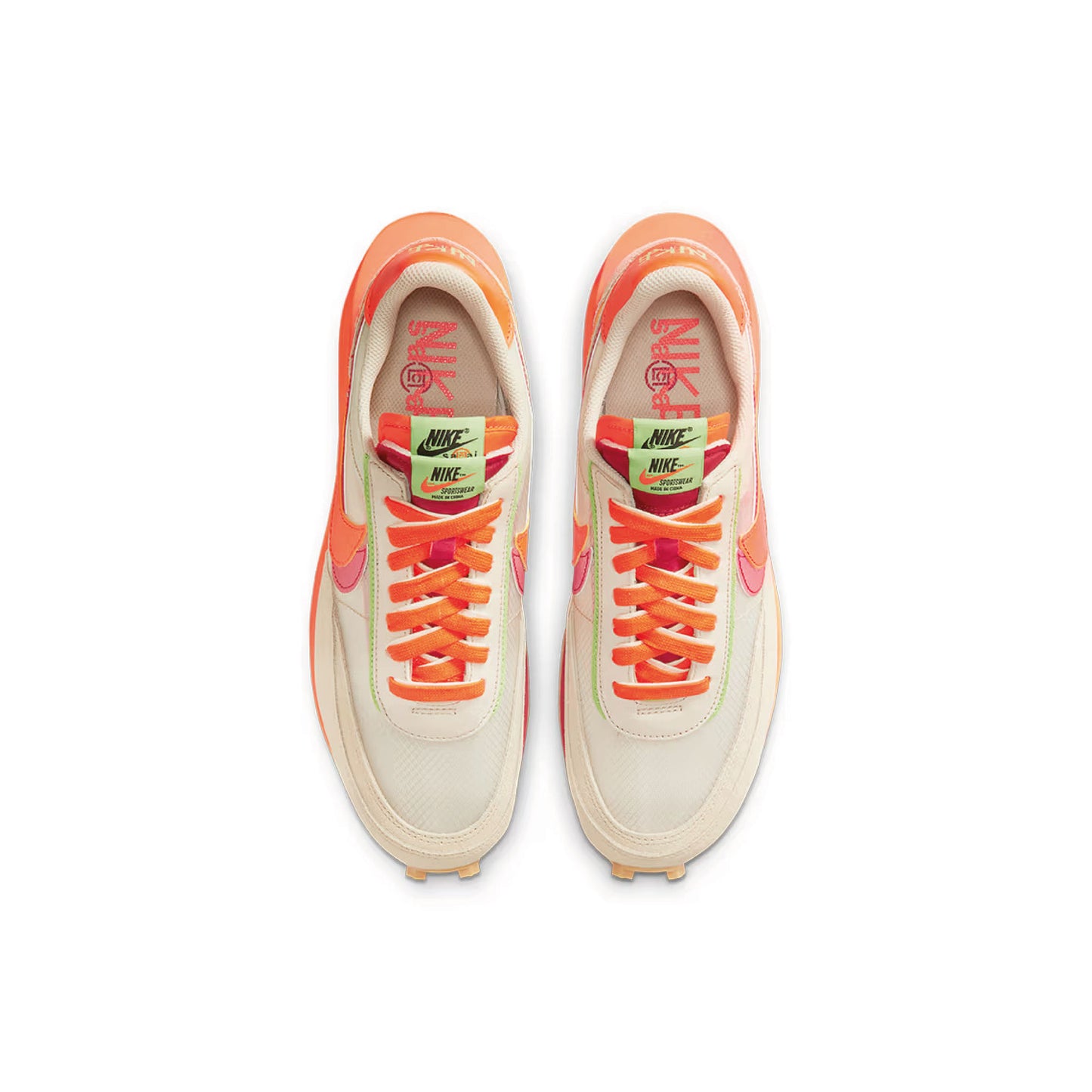 Nike LD Waffle x sacai x CLOT Kiss of Death Net Orange Blaze