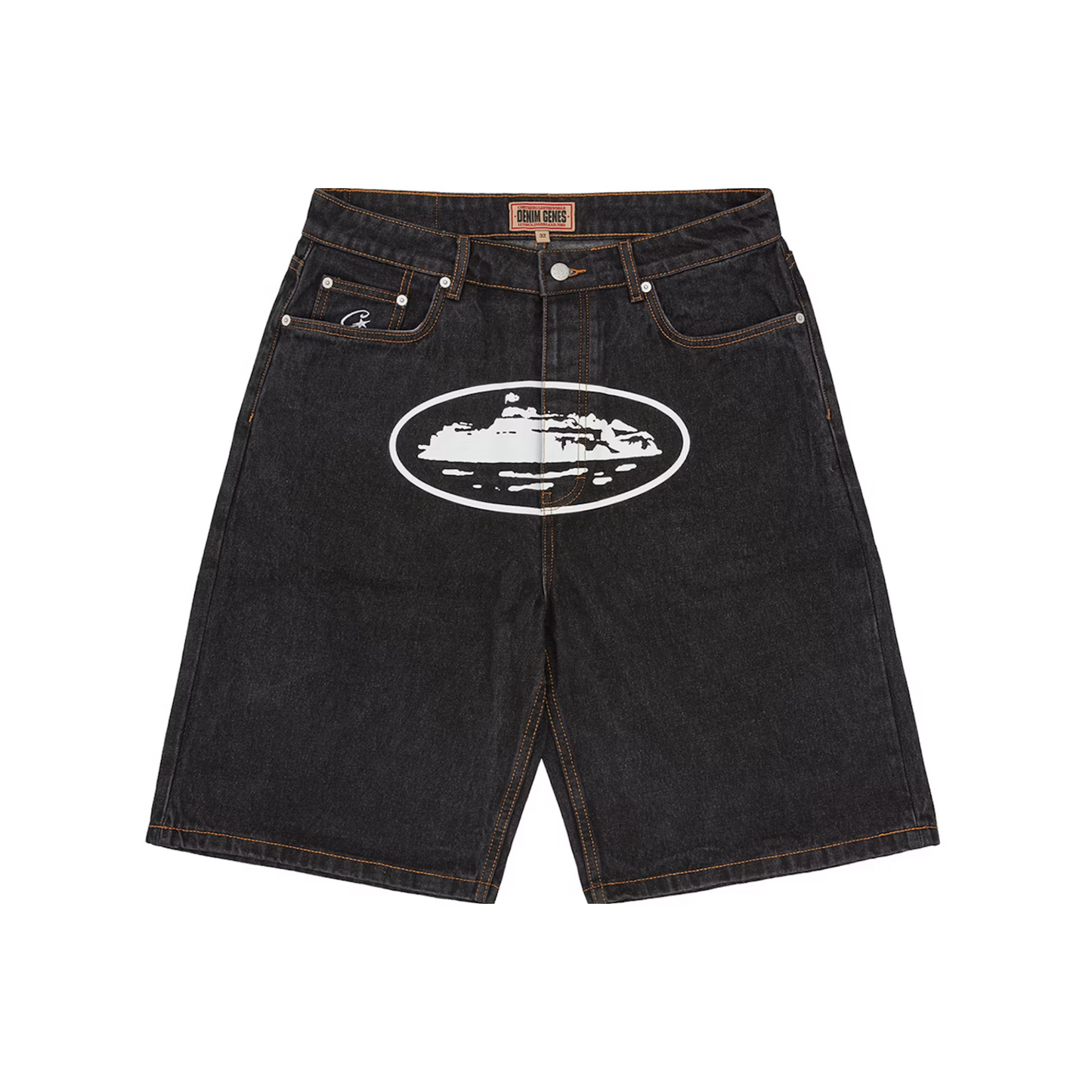 Corteiz Alcatraz Denim Shorts Washed Black