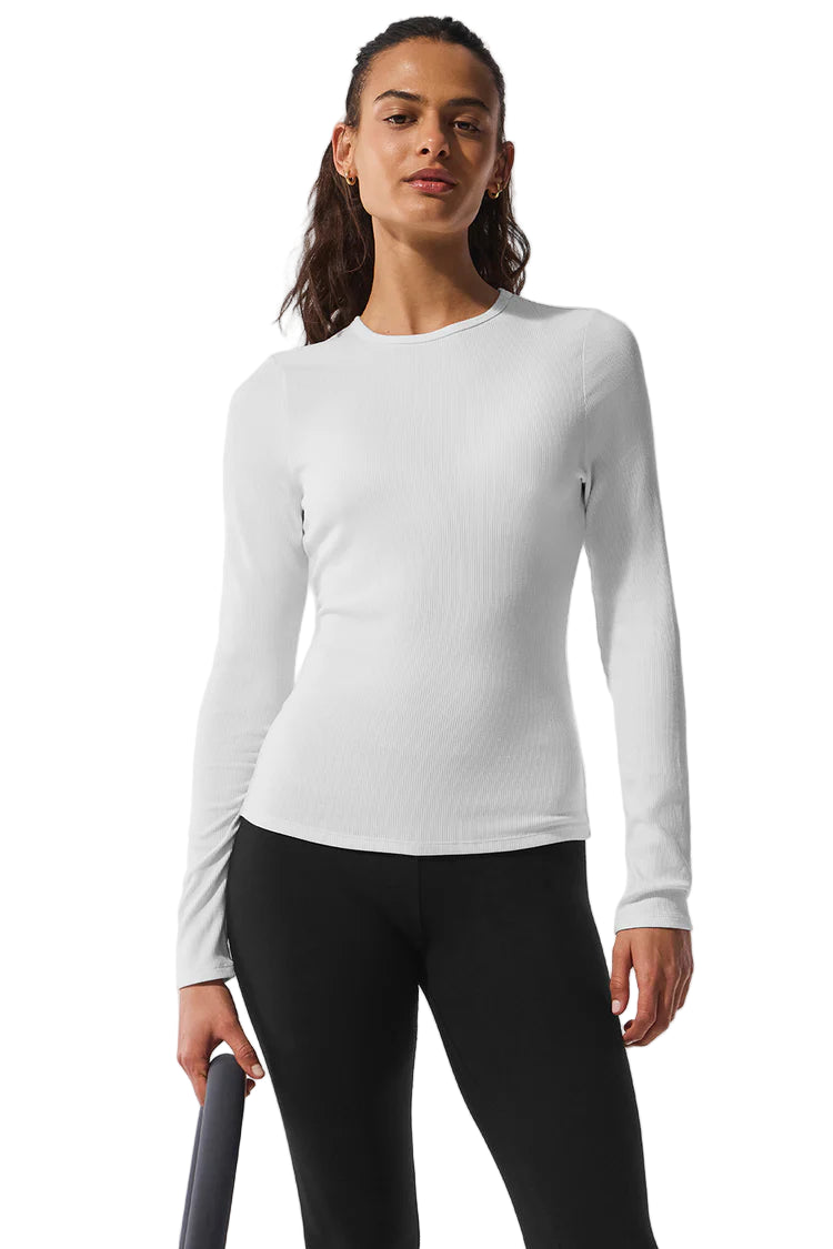 Alo Ribbed Modal Long Sleeve White
