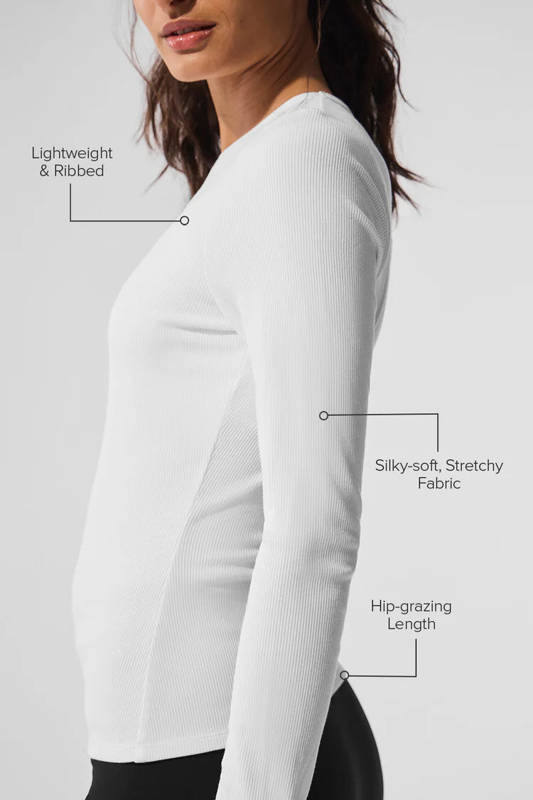 Alo Ribbed Modal Long Sleeve White