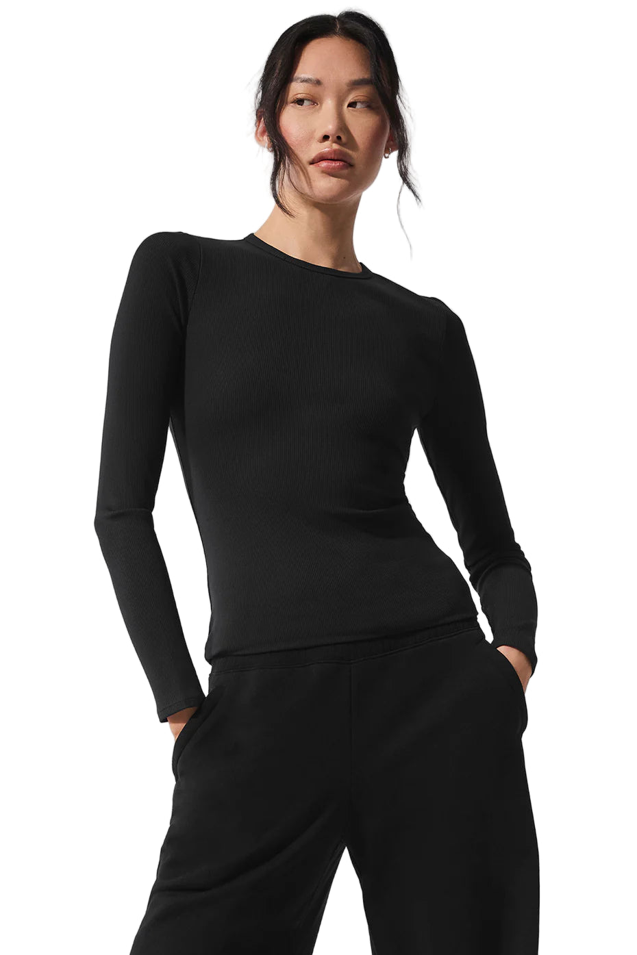 Alo Ribbed Modal Long Sleeve Black