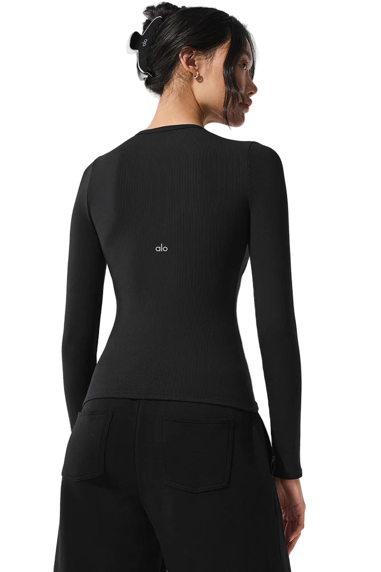 Alo Ribbed Modal Long Sleeve Black