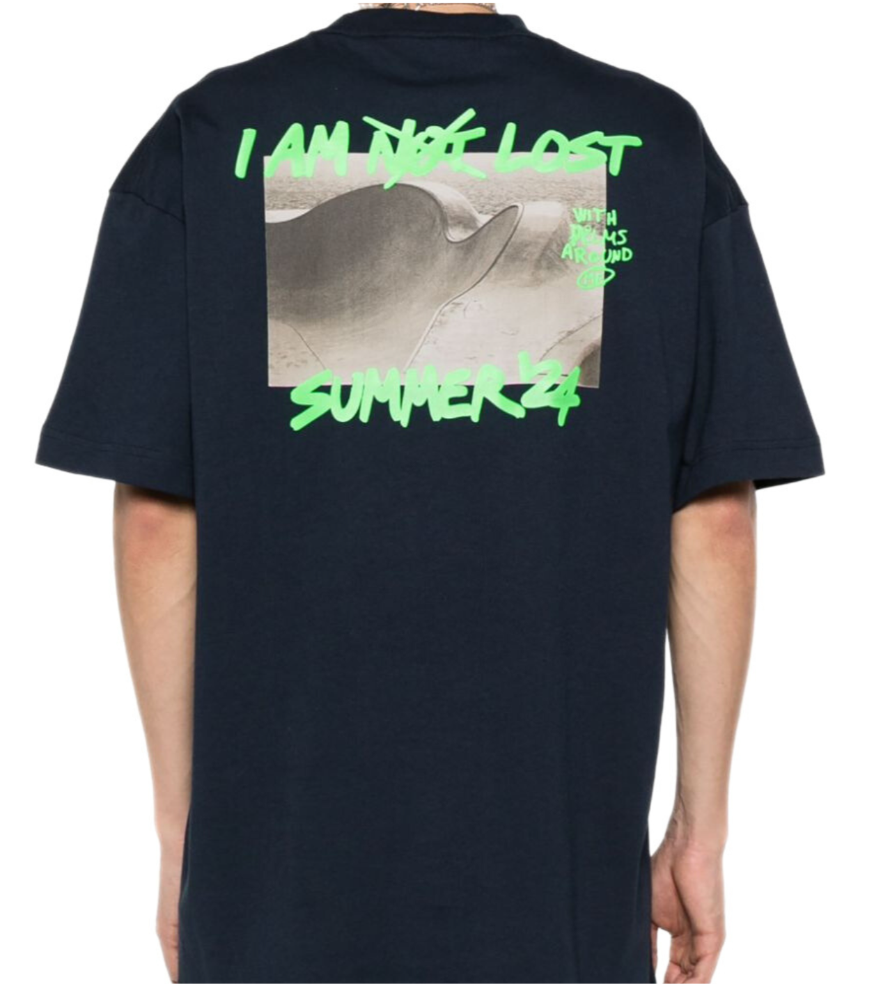 Palm Angels Logo-Print  T-Shirt "I am not lost summer Navy"