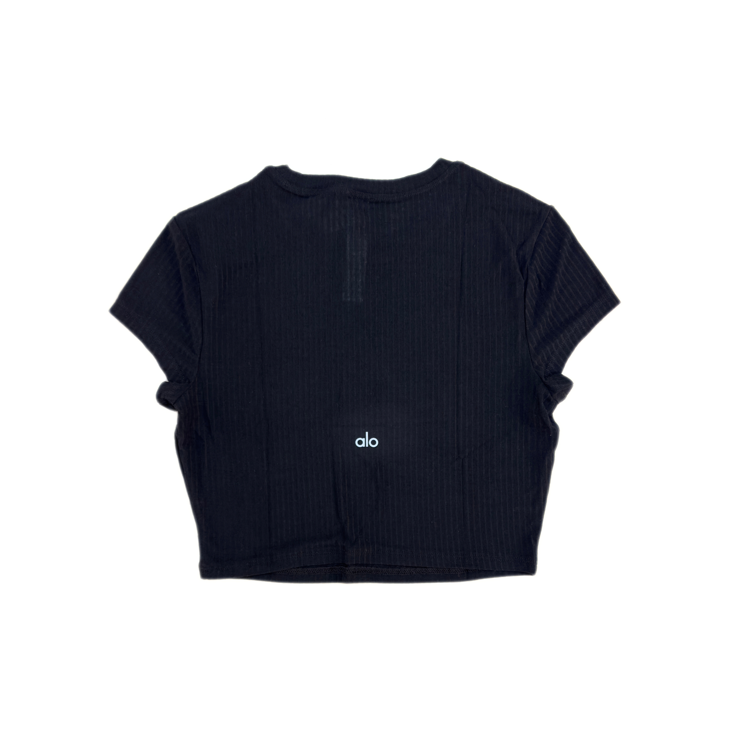 Alo Ribbed Sea Coast Cropped Short Sleeve Tee Black