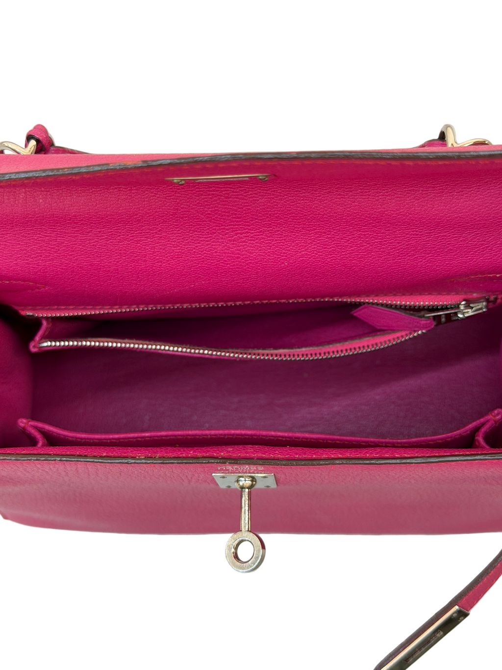 Hermès Kelly Sellier 25 Rose Pourpre Epsom Palladium Hardware