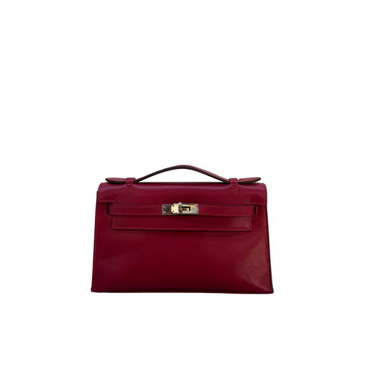 Hermes Pochette Kelly Handbag in Ruby Red