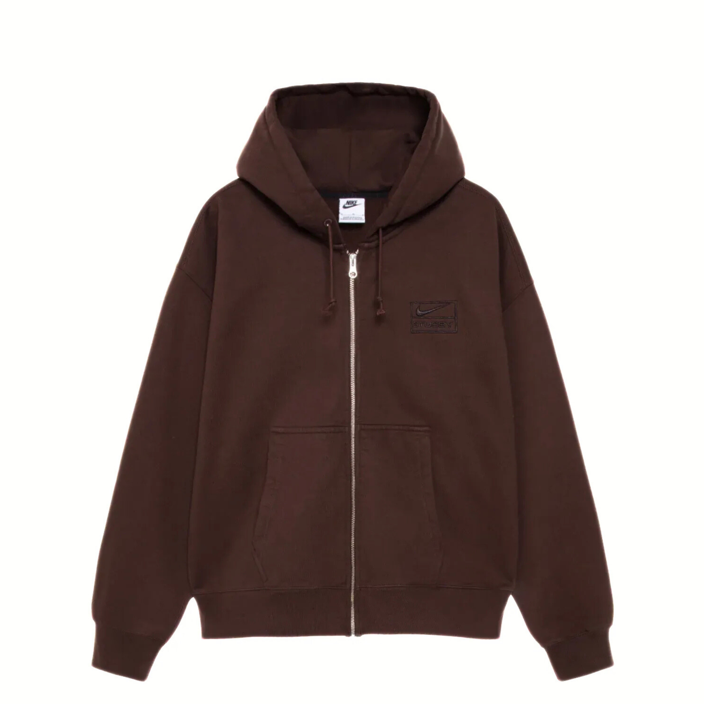 Nike X Stussy Full-Zip Washed Fleece Hoodie Brown