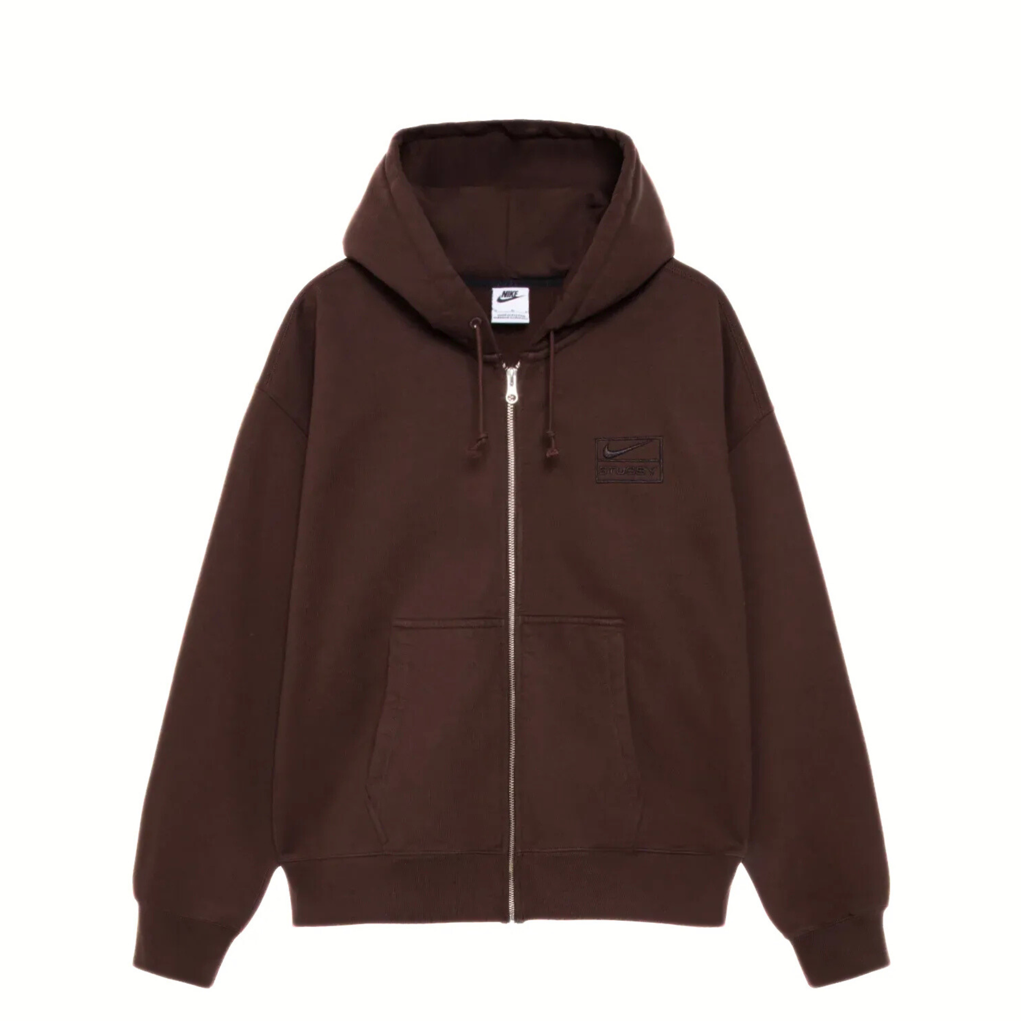 Nike X Stussy Full-Zip Washed Fleece Hoodie Brown