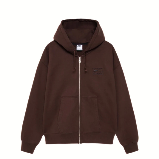 Nike X Stussy Full-Zip Washed Fleece Hoodie Brown