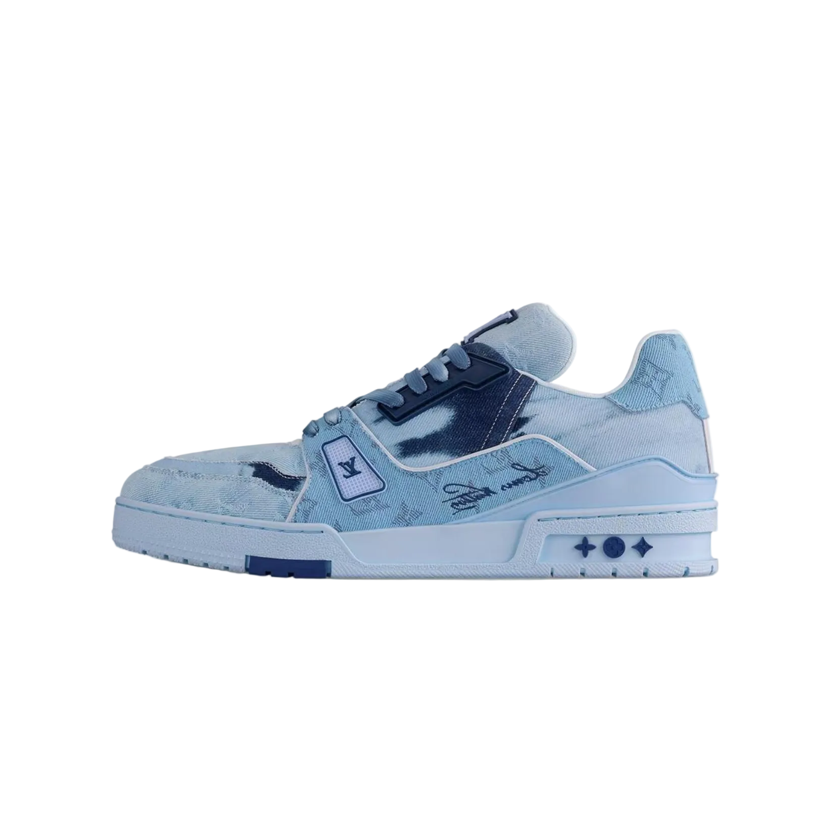 Louis Vuitton LV Trainer Blue Bleached Monogram Denim - 48h