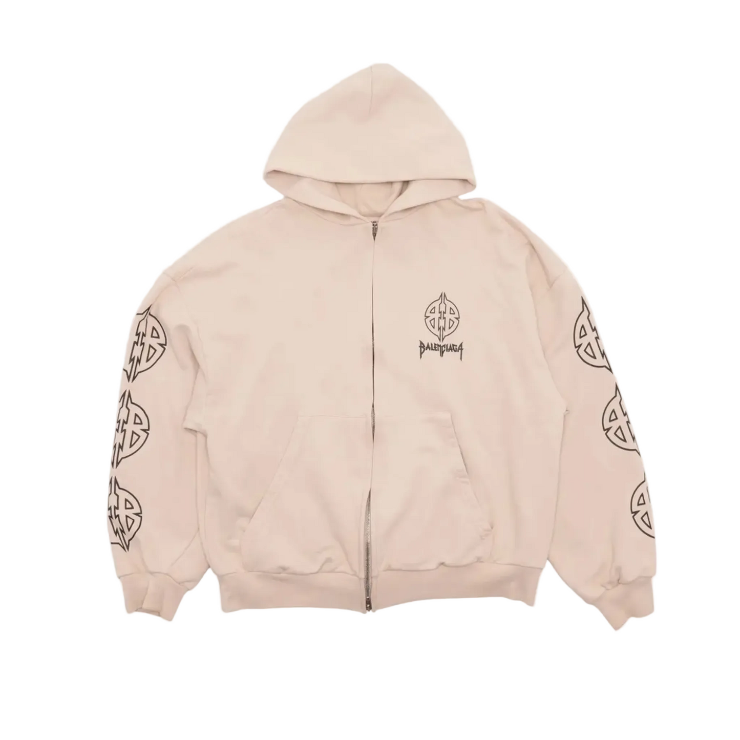 Balenciaga Metal BB Stencil Zip Up Hoodie