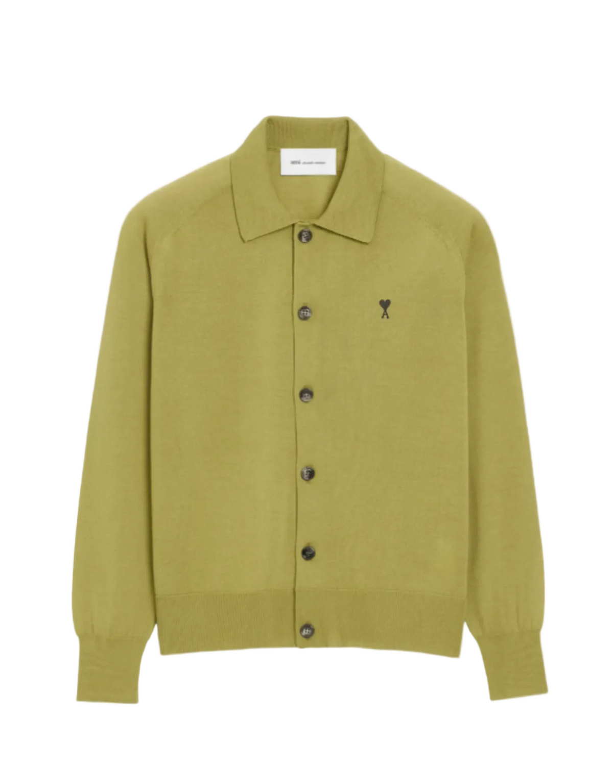 Ami Paris wool shirt collar cardigan Matcha Green