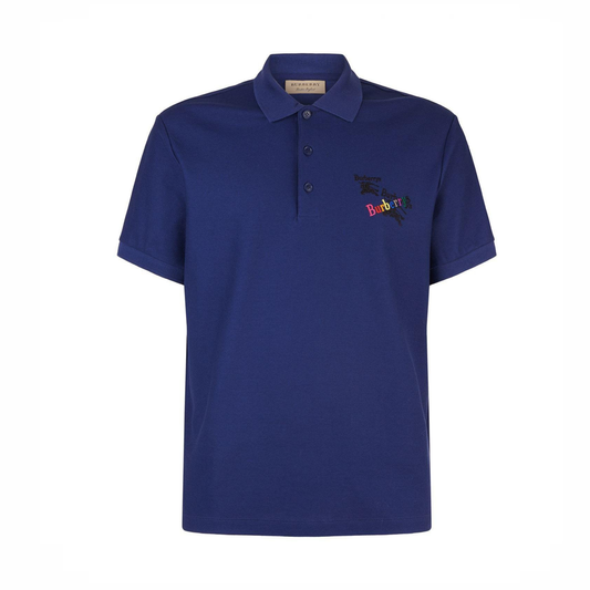 Burberry's  Burnton Rainbow Logo Polo Shirt Blue
