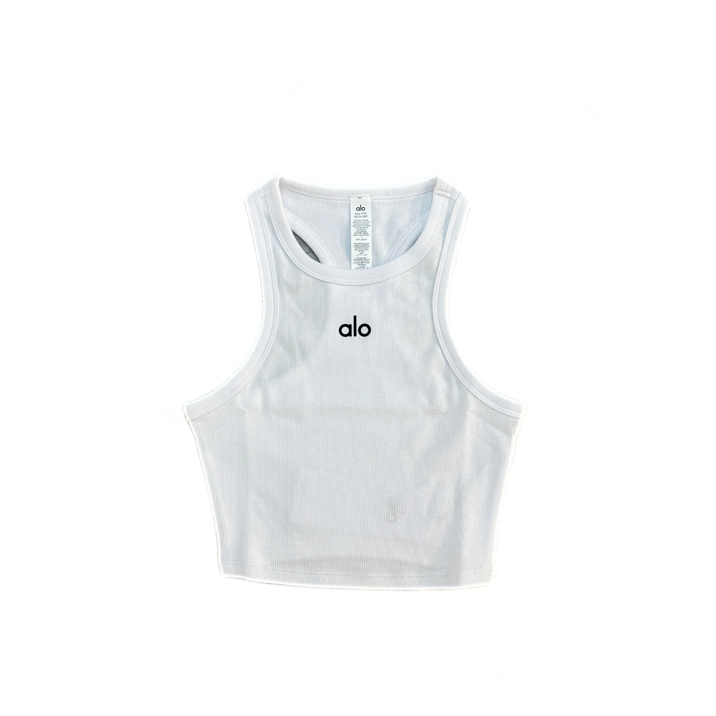 Alo Yoga Aspire Cropped Cotton-Blend Tank Top White/Black