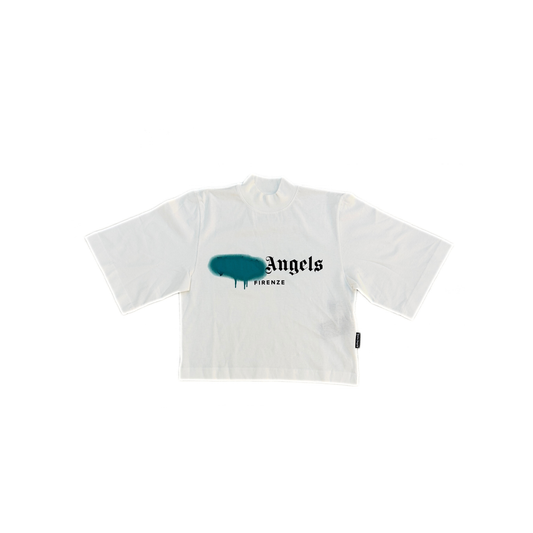 Palm Angels x Luisaviaroma Firenze Sprayed Logo Cropped Women's T-Shirt White