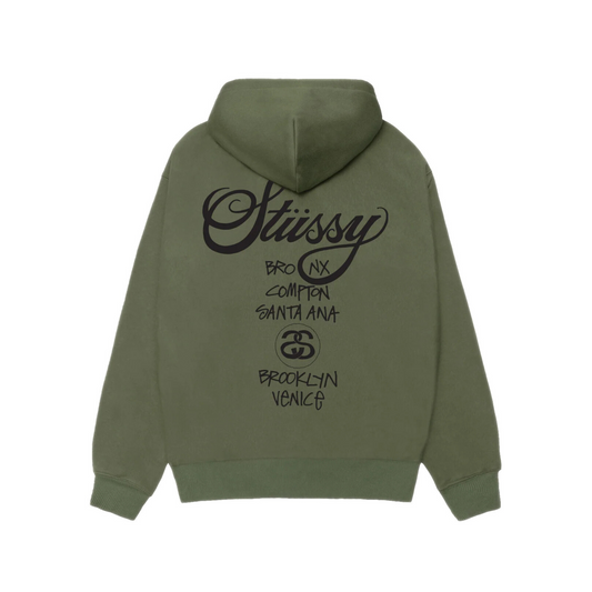 Stussy World Tour Hoodie 'Olive'