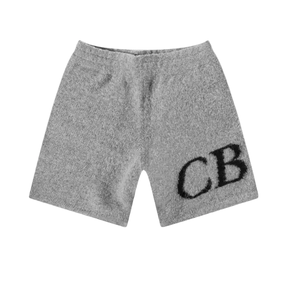 Cole Buxton Men's Intarsia Knit Shorts in Grey Marl