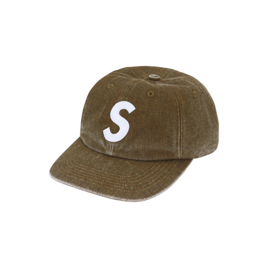 Supreme Pigment Coated Canvas S Logo 6-Panel Hat Olive