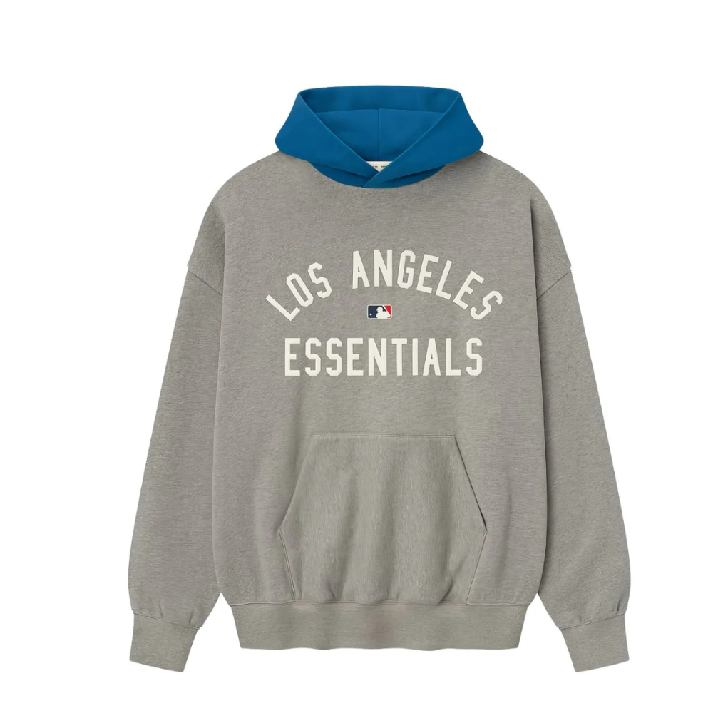 Fear of God Essentials Dodgers Sport Hoodie 'Concrete Heather/Blue Sapphire'