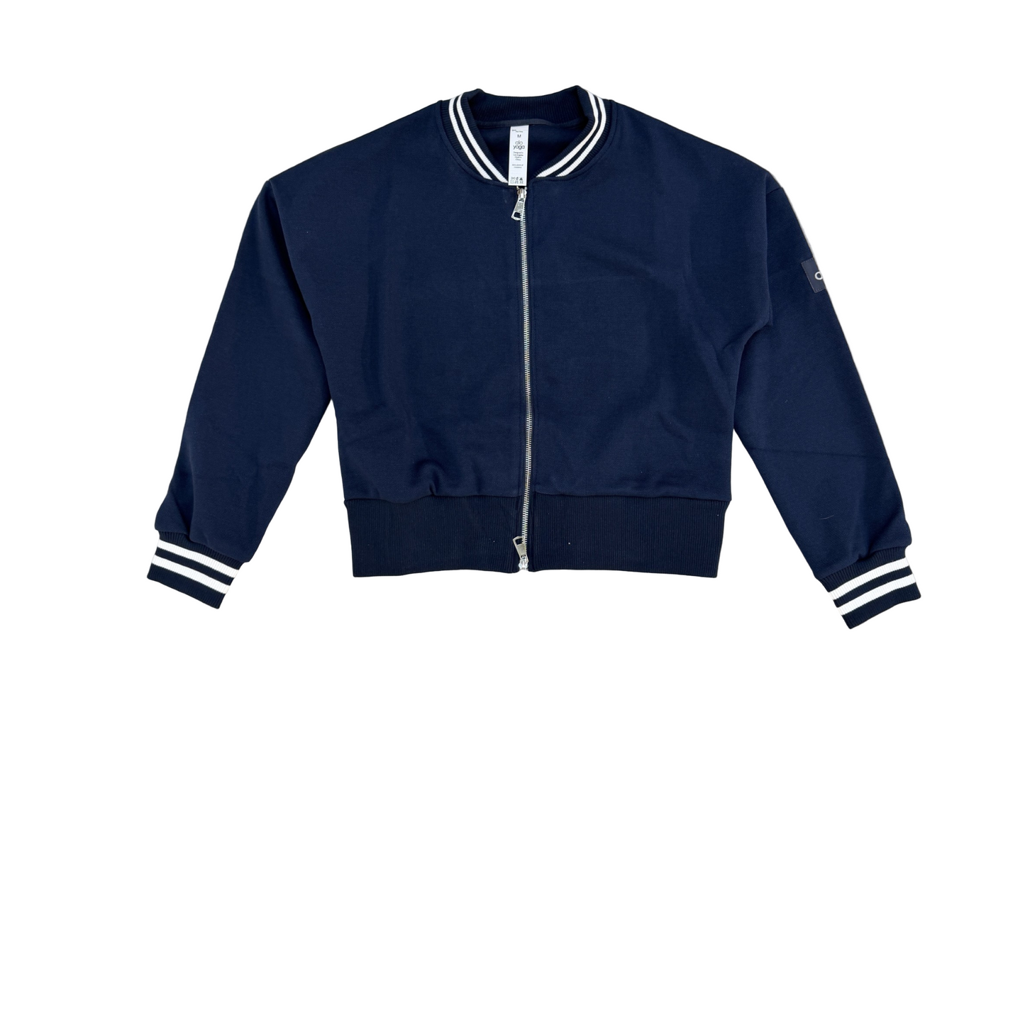 Alo Tennis Club Sweater Knit Full Zip Jacket Navy