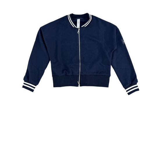 Alo Tennis Club Sweater Knit Full Zip Jacket Navy