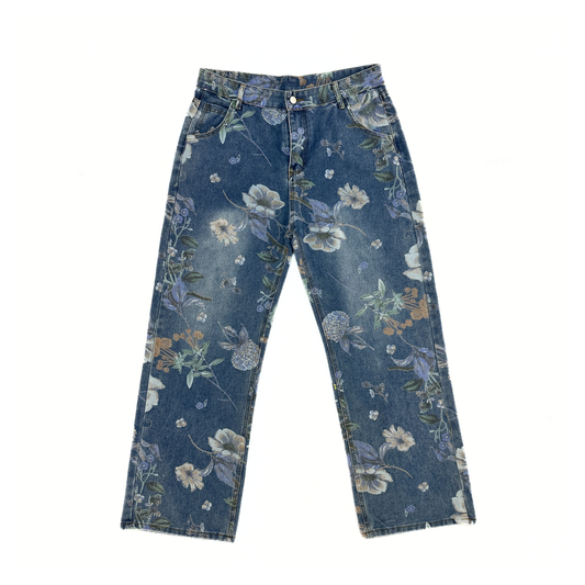 WhoHurtYou Denim Printed Jeans Floral