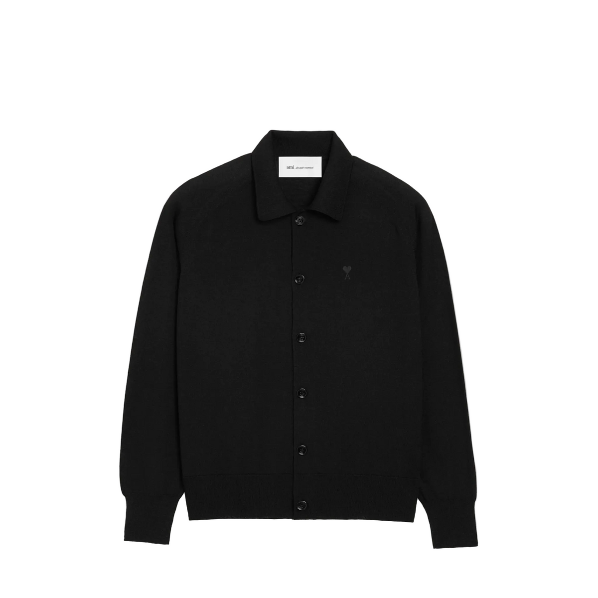 Ami Paris Cardigan in merino wool knit - Black