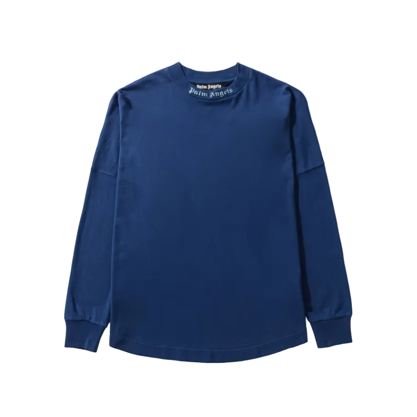 Palm Angels Logo Oversized Long Sleeve T-Shirt - Navy