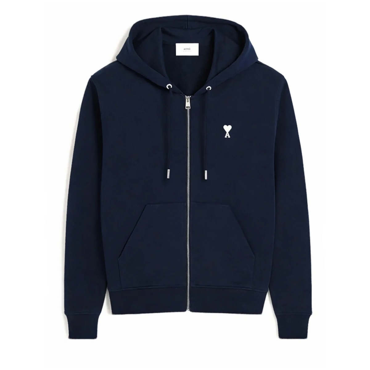 Ami Paris de Coeur Zipped Hoodie Men's Navy White