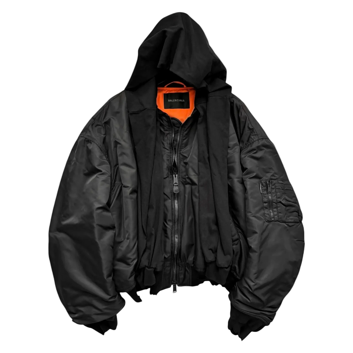 Balenciaga Incognito Silk Padded Distressed Bomber