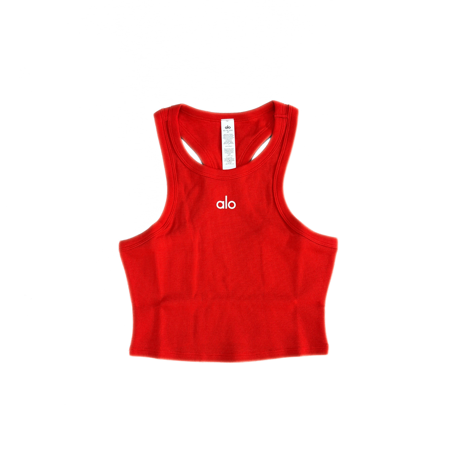 Alo Yoga Aspire Cropped Cotton-Blend Tank Top Red/White