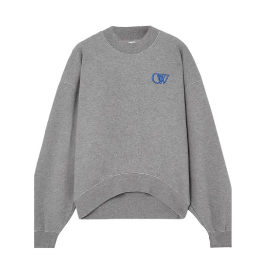 Off-White Logo Embroidered Sweatshirt 'Melange Grey/Nautical Blue'