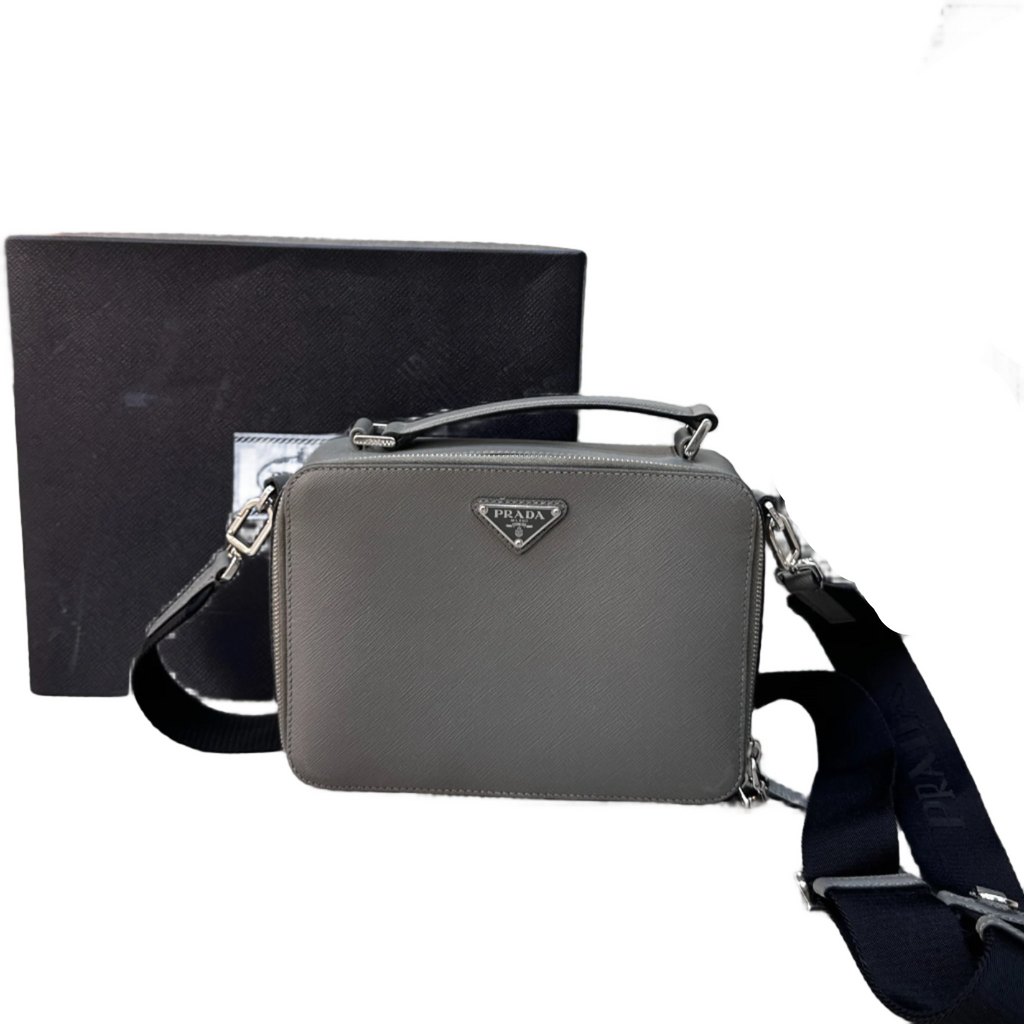 Prada Saffiano Leather Crossbody Bag – Grey