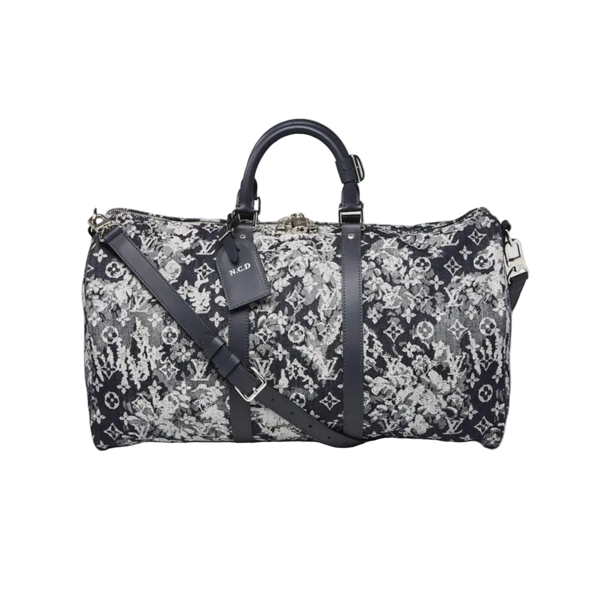 Louis Vuitton Limited Edition Bleu Tapestry Monogram Denim Keepall Bandouliere 50