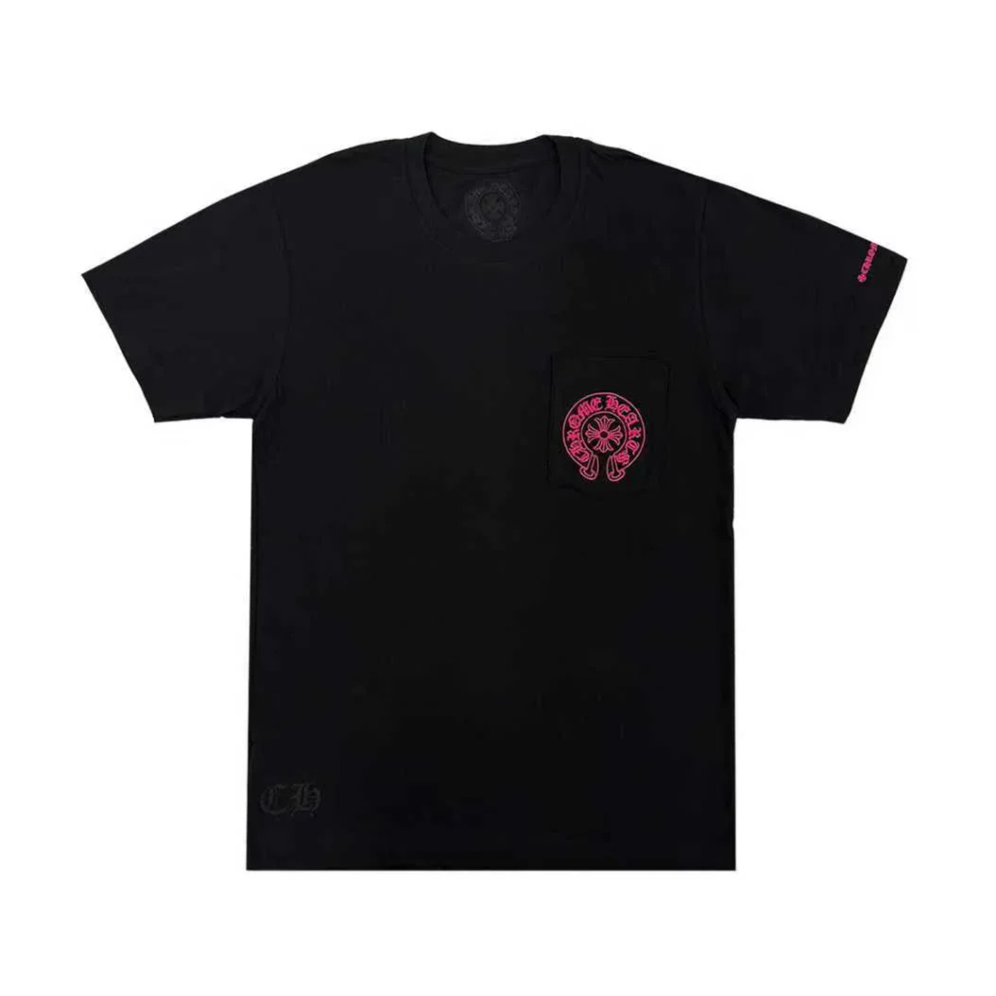 Chrome Hearts Pink Horseshoe Logo Tee Black