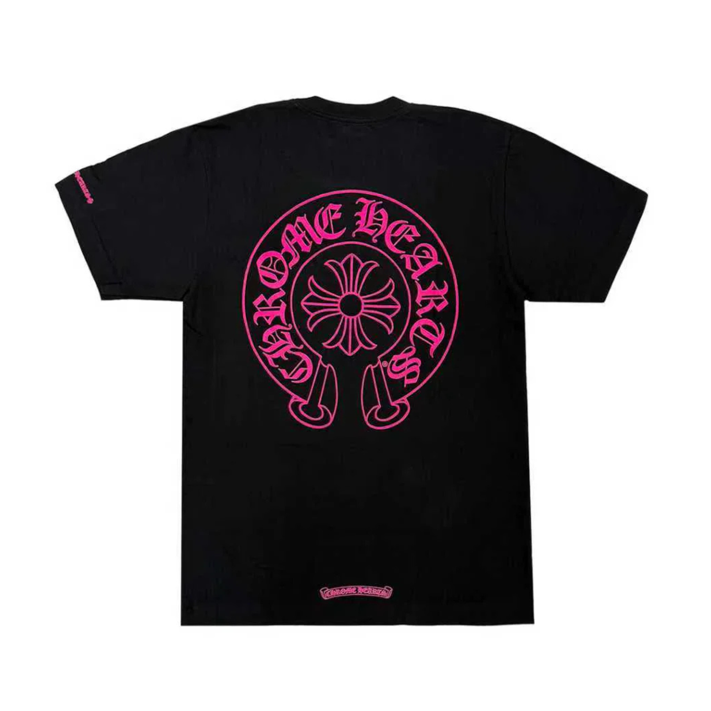 Chrome Hearts Pink Horseshoe Logo Tee Black