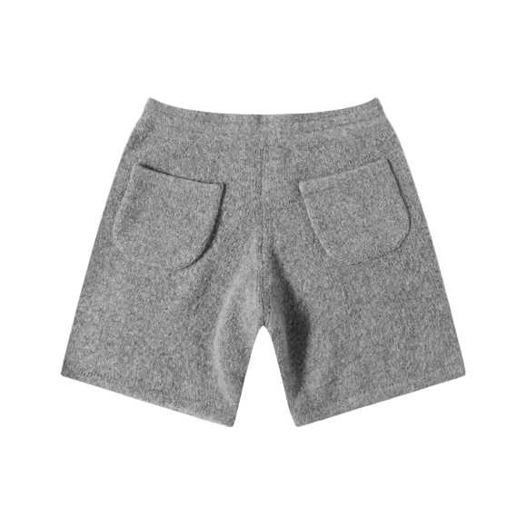 Cole Buxton Men's Intarsia Knit Shorts in Grey Marl