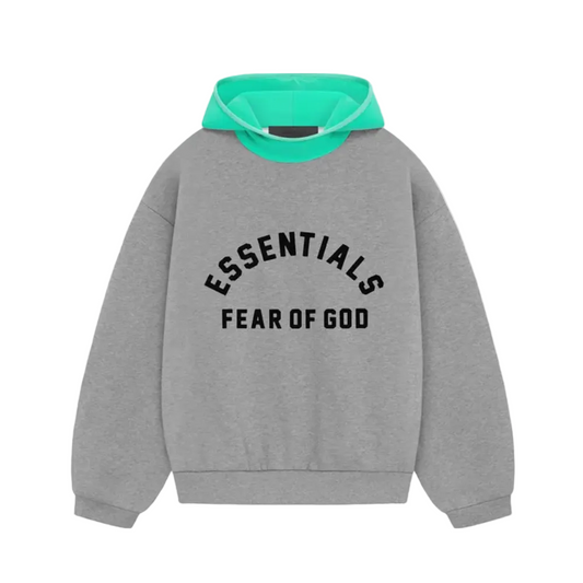 Fear of God Essentials Nylon Fleece Hoodie 'Dark Heather Oatmeal/Mint Leaf'