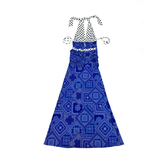 WhoHurtYou Keffiyeh Maxi Dress Pattern Blue