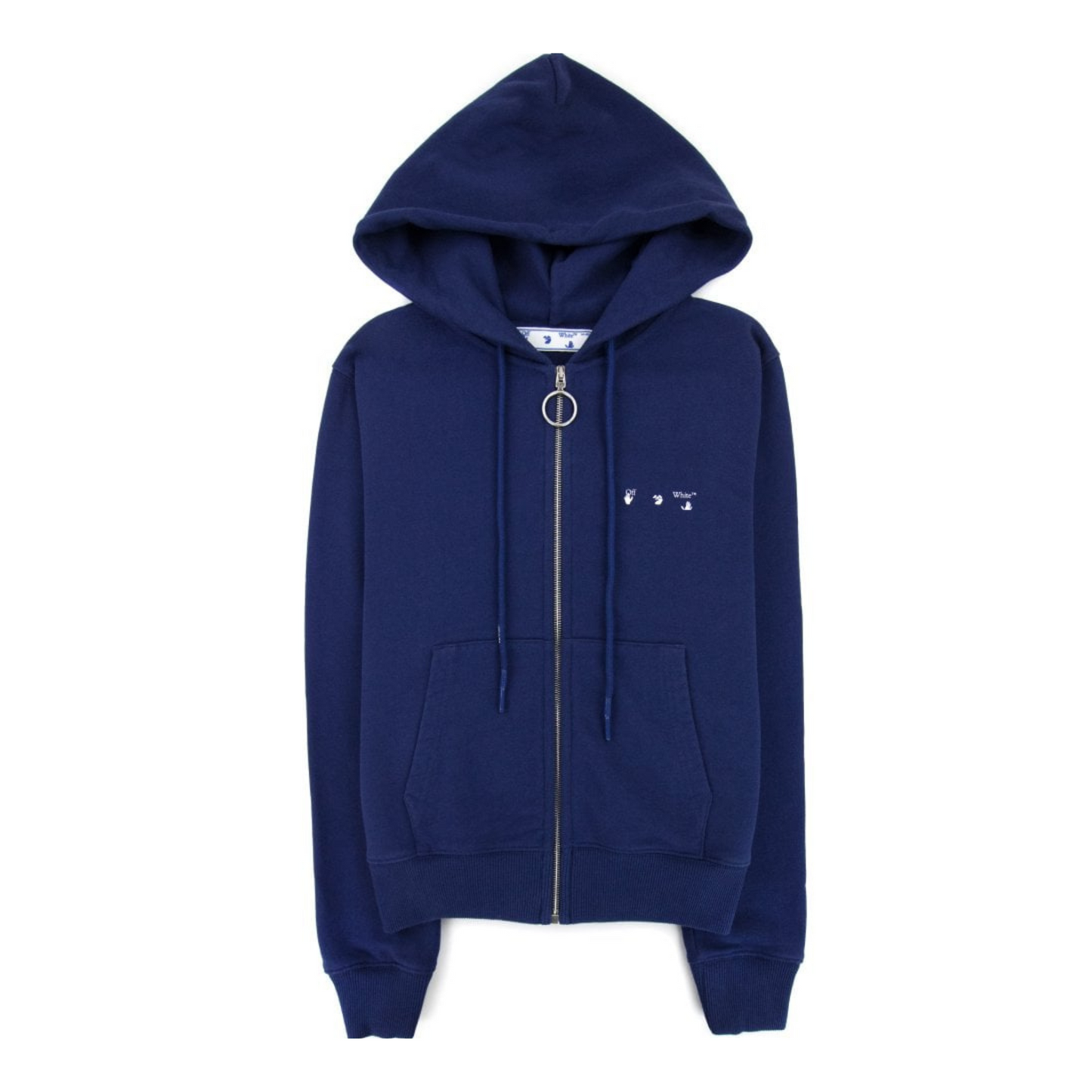 Off-White Ow Arrow Logo Slim Zip Up Sweatshirt Blue/white