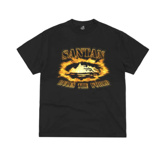 Corteiz Santan Alcatraz Tee Black/Orange Flame