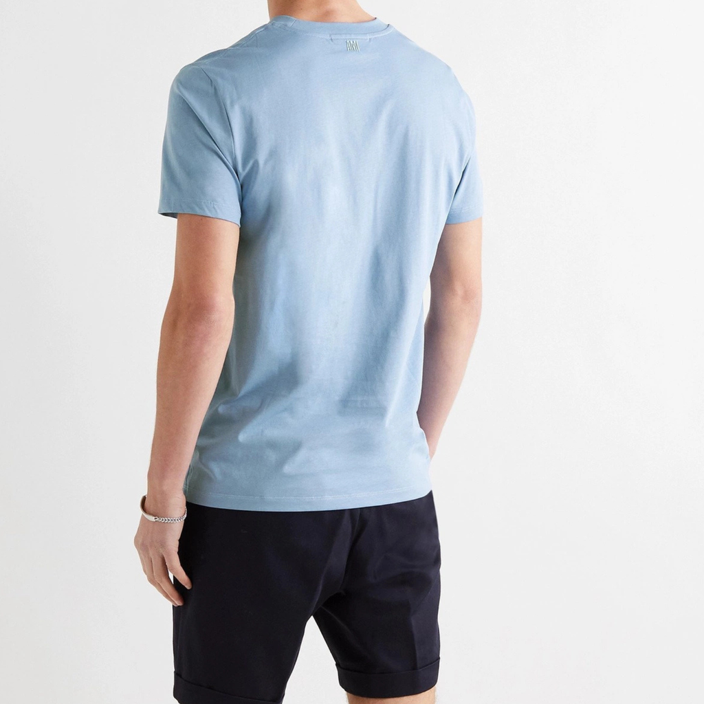 AMI Paris - Logo-Embroidered Cotton-Jersey T-Shirt - Blue