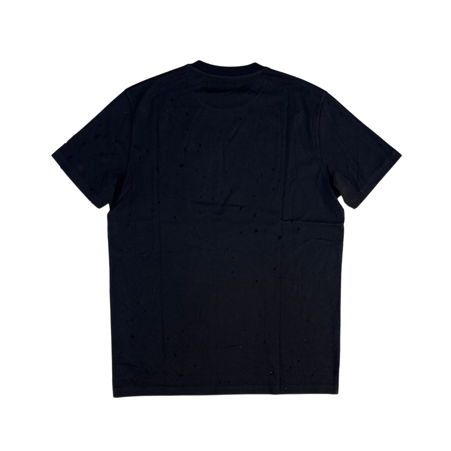 Givenchy Logo Print Cotton Distressed Crewneck T-Shirt Black